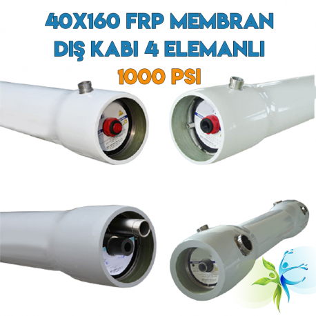 Watergold HFT Model FRP Endüstriyel Su Arıtma 4 Elemanlı Membran Kılıfı (Kabı) (40x160 1000 Psi)