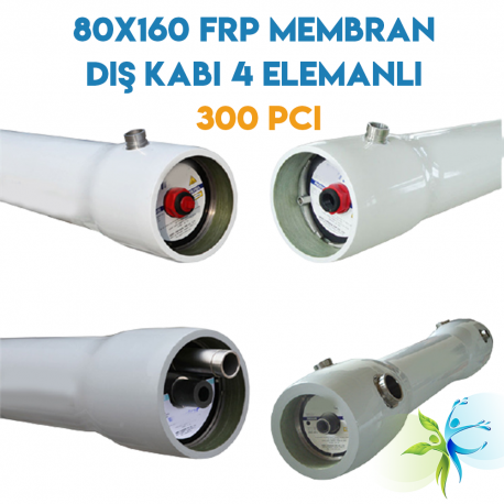 Watergold WAVECYBER Model FRP Endüstriyel Su Arıtma 4 Elemanlı Membran Kılıfı (Kabı) (80x160 300 Psi)