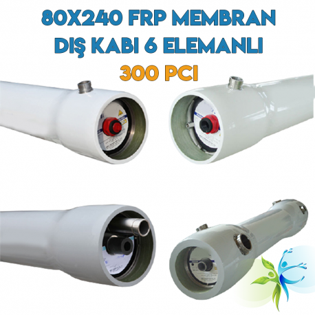 Watergold WAVECYBER Model FRP Endüstriyel Su Arıtma 6 Elemanlı Membran Kılıfı (Kabı) (80x240 300 Psi)