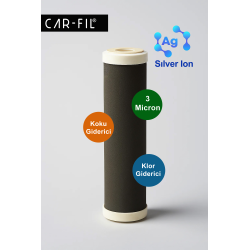 Car-Fil Çift Etkili Aktif Karbon YEDEK Kartuş | Karavan, Tekne için Koku, Klor ve Tortu Azaltıcı İç Filtre